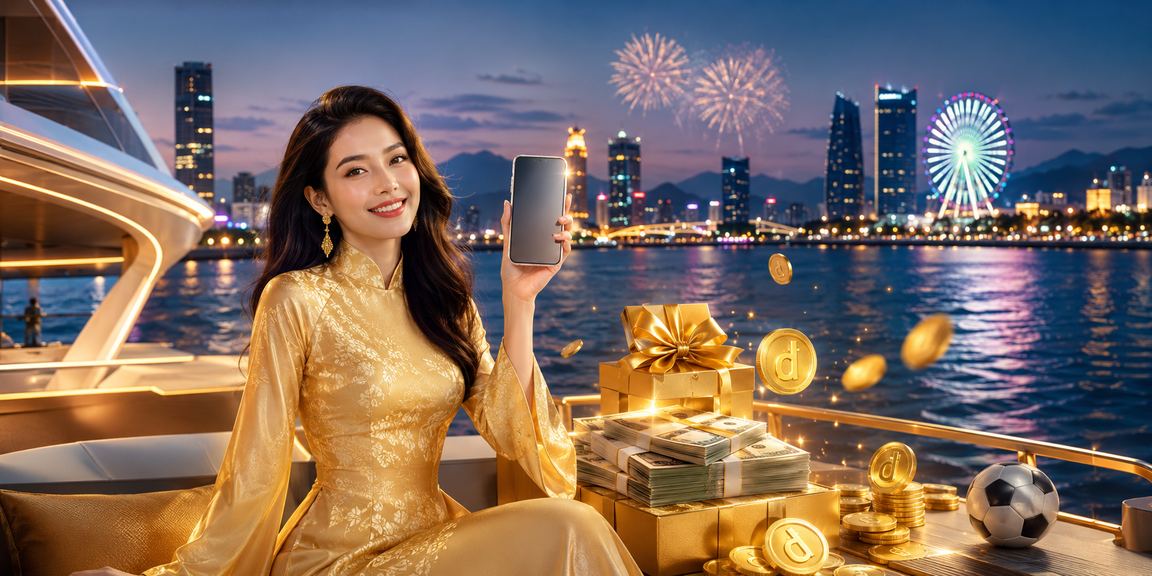 Người dùng truy cập casino trên điện thoại di động tại Đà Nẵng trong trang phục áo dài